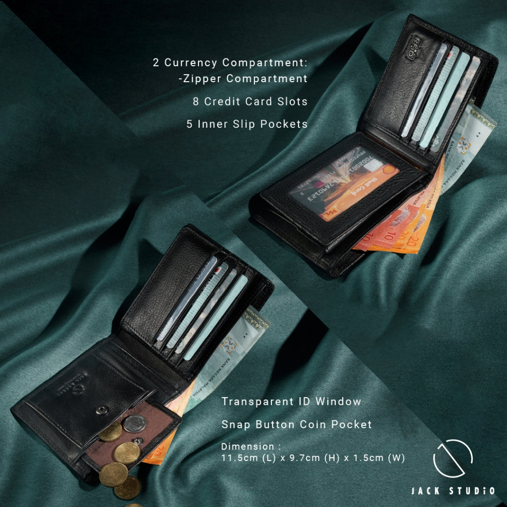 Veg Tan Leather Bi-Fold Wallet with Coin Pocket – True Nature Collection