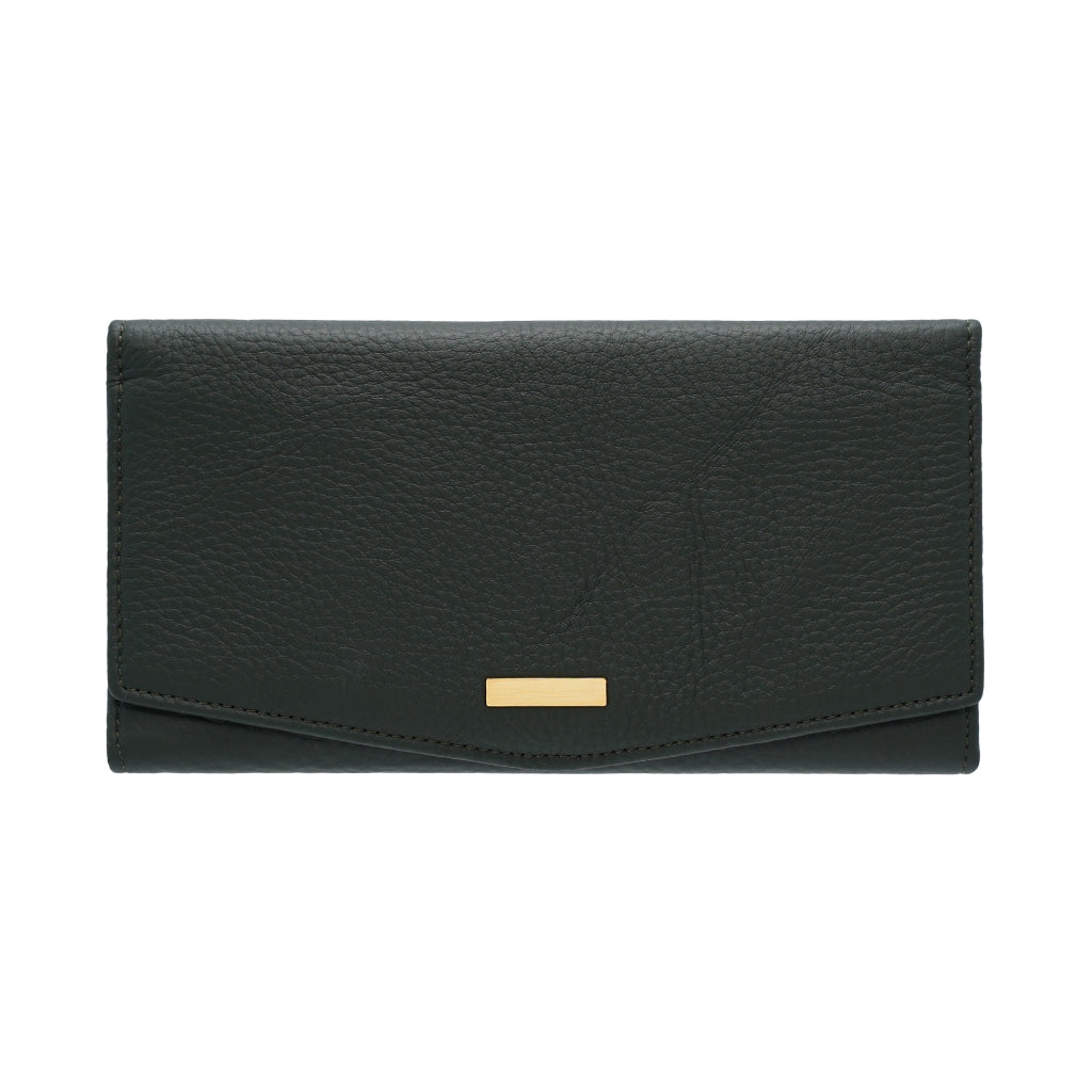 Jack Studio Full Grain Leather Women’s Trifold Long Wallet Purse with Snap Closure - JWB 40551 LT