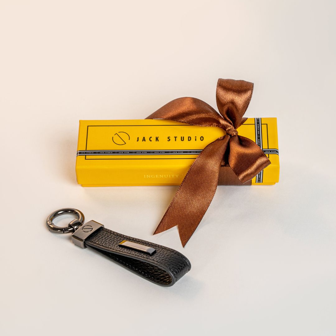 Jack Studio Signature Name Engraving Men's Gift Set Full Grain Leather Wallet & Men Belt & Keychain - JS ROYAL SET