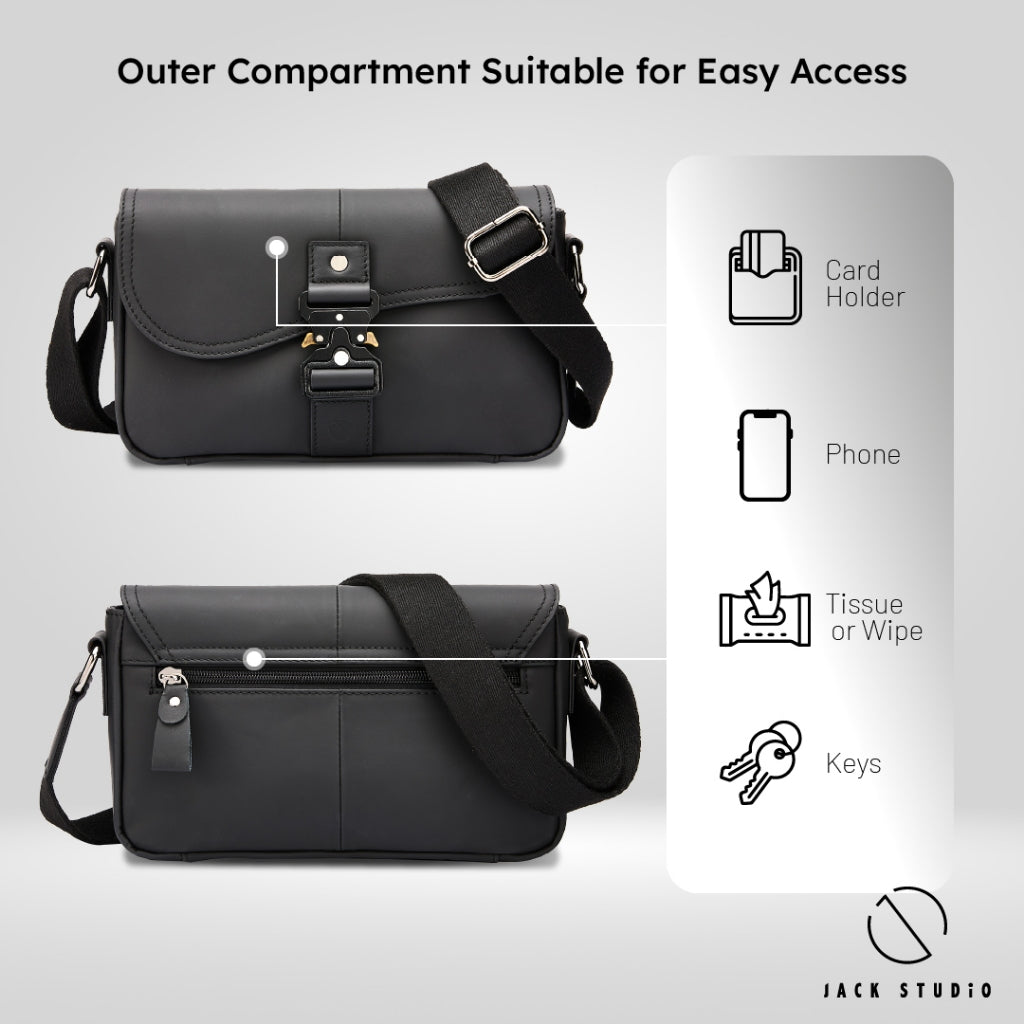 Jack Studio Beg Silang Harian Lelaki Kulit Asli Versatile Everyday Sling Crossbody Cow Leather Men’s Bag - BAI 50520 S
