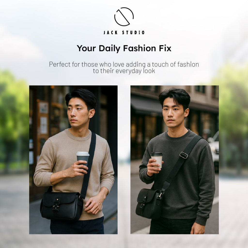 Jack Studio Beg Silang Harian Lelaki Kulit Asli Versatile Everyday Sling Crossbody Cow Leather Men’s Bag - BAI 50520 S