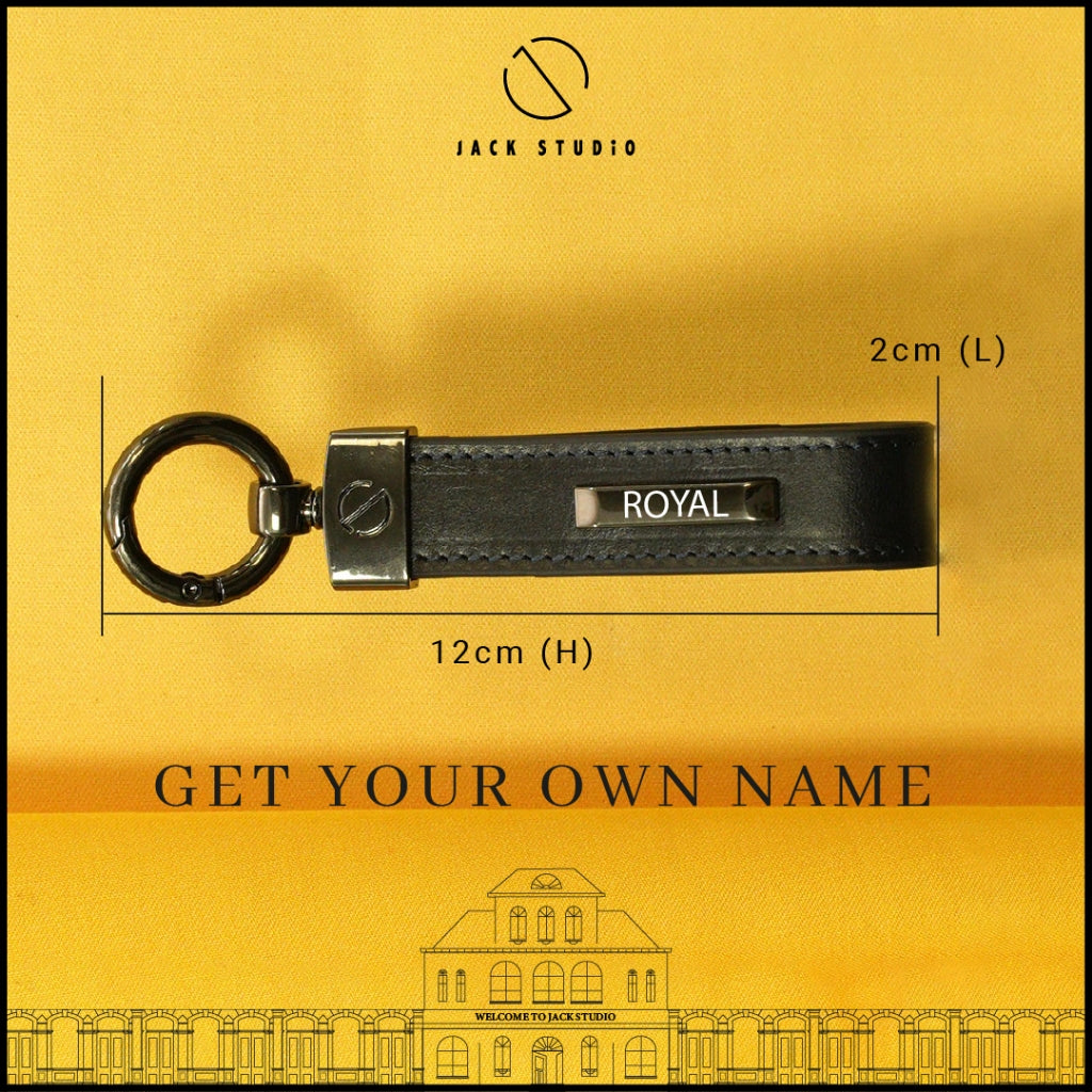 Jack Studio Genuine Cow Leather Men’s 2 Variation Name Engraving Cardholder and Keychain with Gift Box - JS Royal Set 5