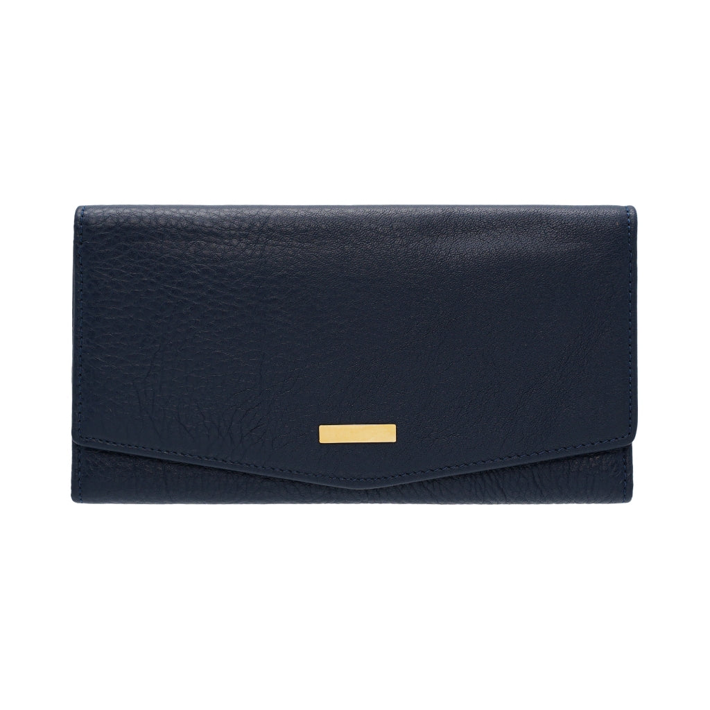 Jack Studio Full Grain Leather Women’s Trifold Long Wallet Purse with Snap Closure - JWB 40551 LT