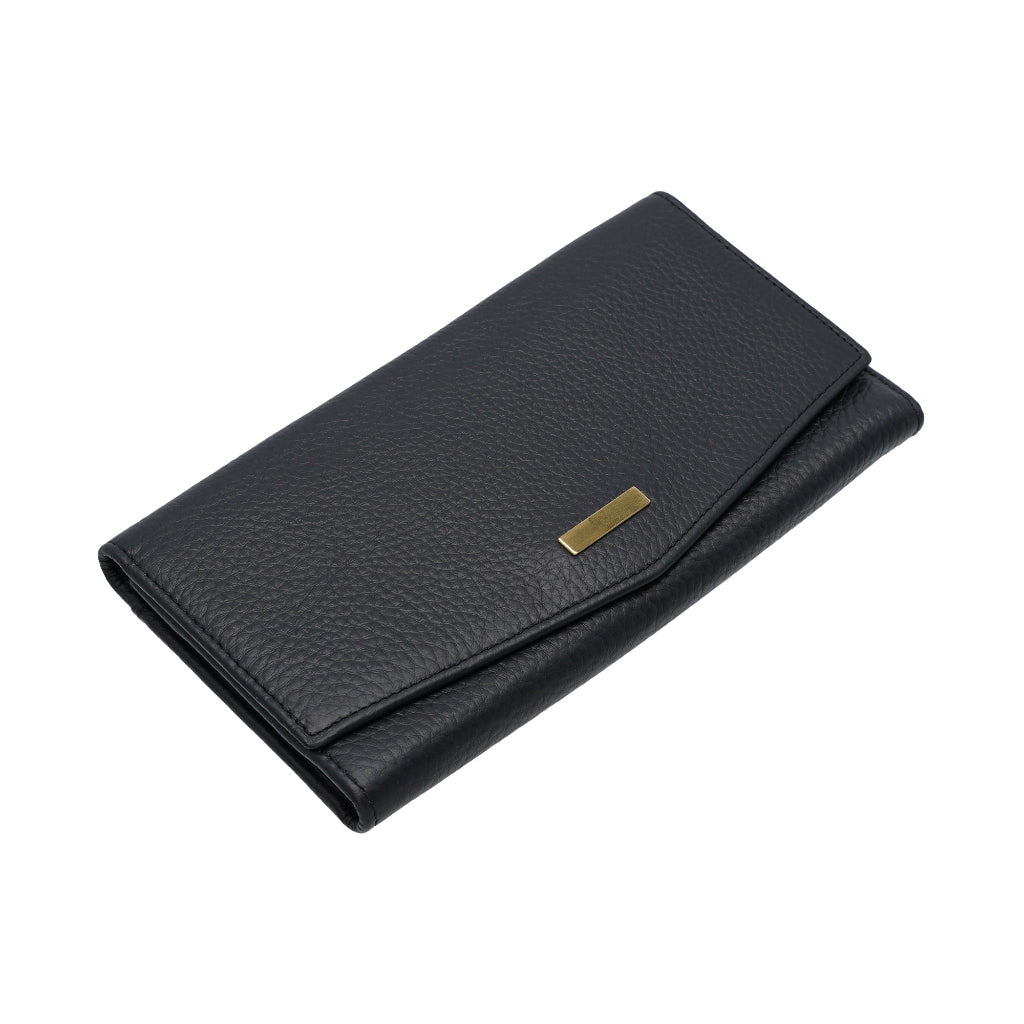Jack Studio Full Grain Leather Women’s Trifold Long Wallet Purse with Snap Closure - JWB 40551 LT