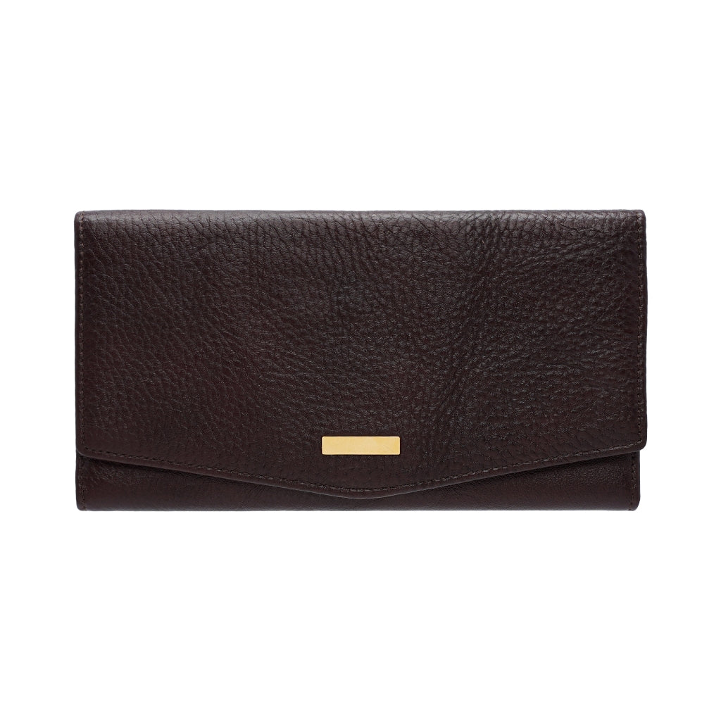 Jack Studio Full Grain Leather Women’s Trifold Long Wallet Purse with Snap Closure - JWB 40551 LT