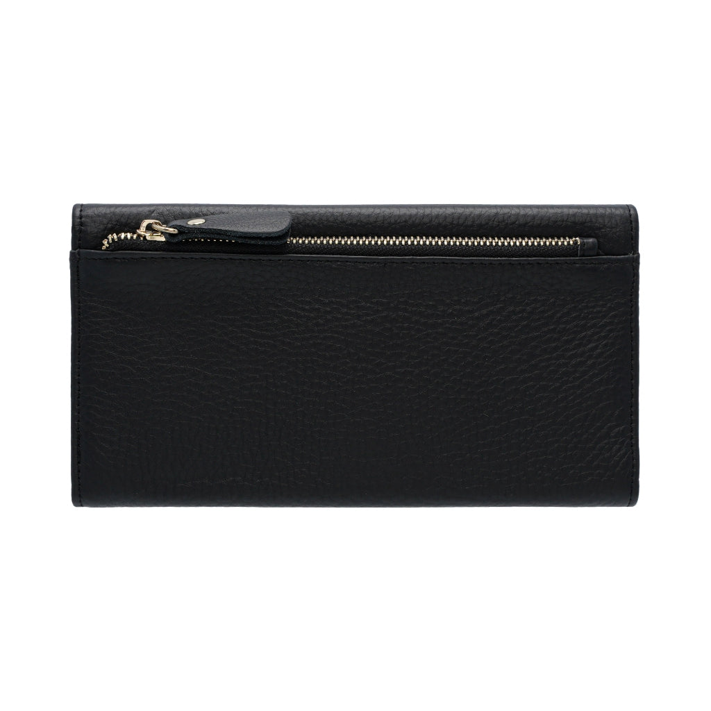 Jack Studio Full Grain Leather Women’s Trifold Long Wallet Purse with Snap Closure - JWB 40551 LT