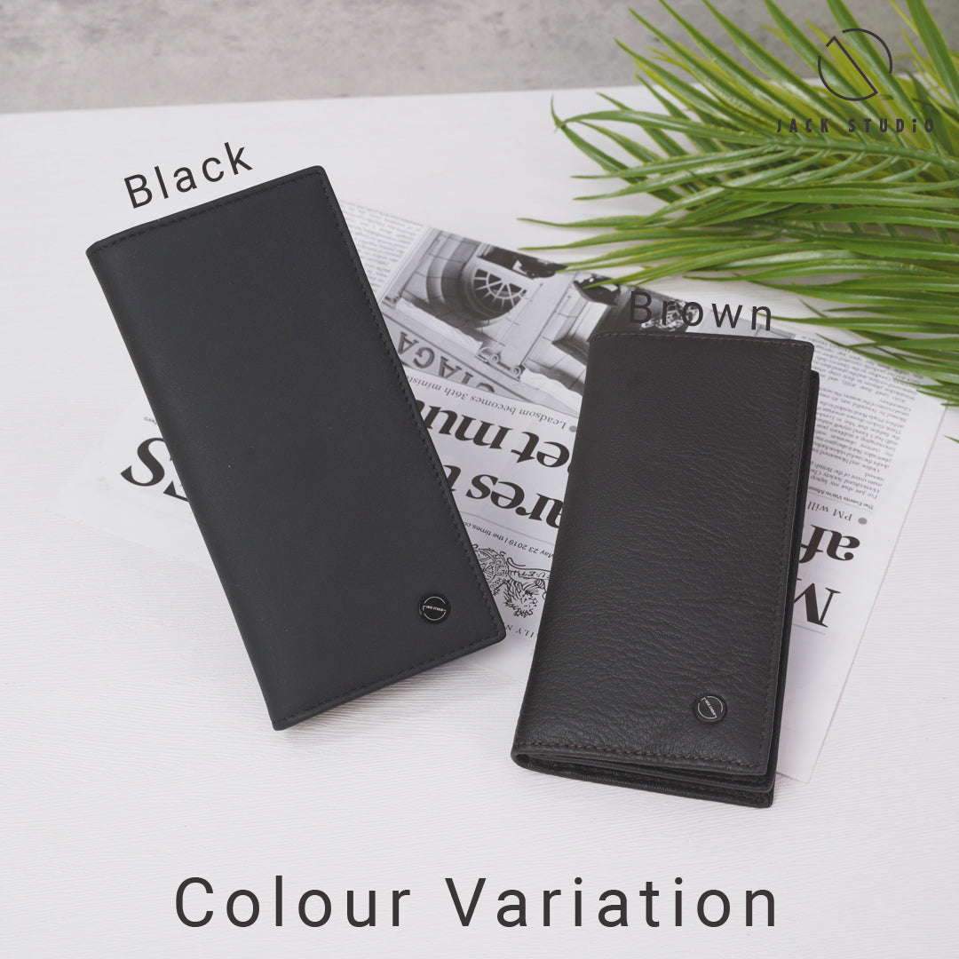 Jack Studio Men's Top Grain Leather Bi-Fold Long Wallet - 2 Patterns - JWC 20162 / JWC 20163