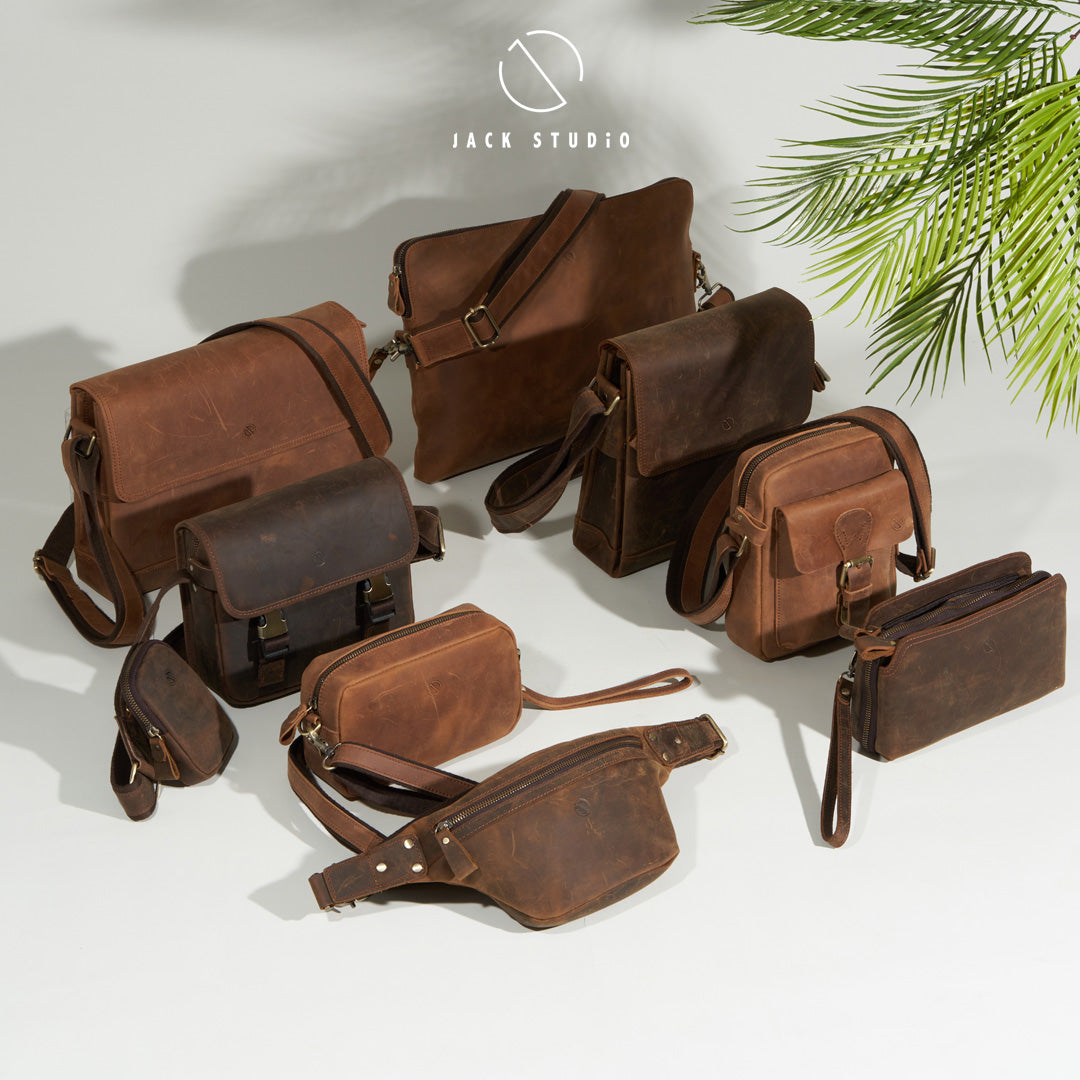 Jack Studio Full Grain Crazy Horse Leather Crossbody Chest Waist Bag - BAC 30834