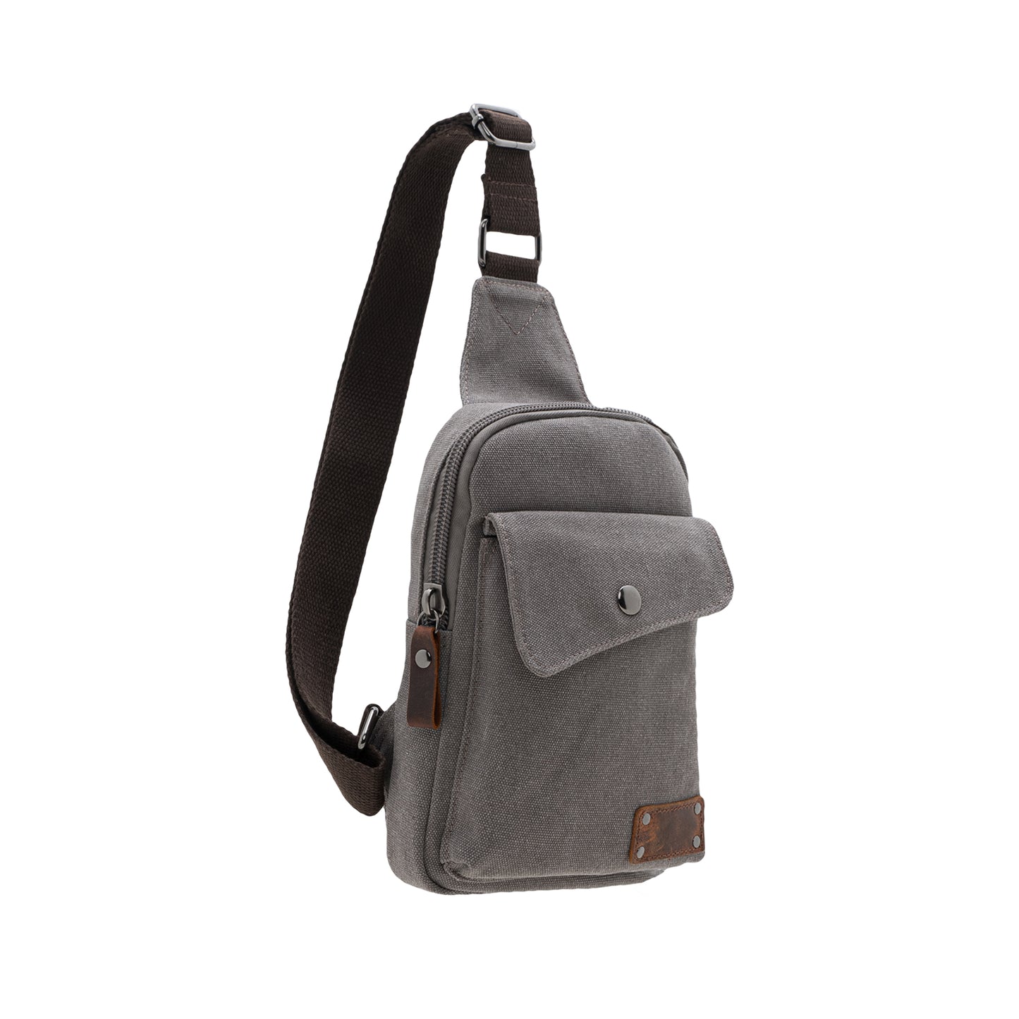 Jack Studio Simple Canvas Leather Crossbody Sling Chest Bag with Snap Pocket - BAD 40102 - Jack Studio Marketing Sdn Bhd