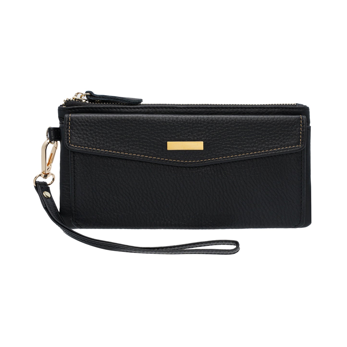 Leather Long Zipper Wallet with Snap Button Pocket β LZ Collection