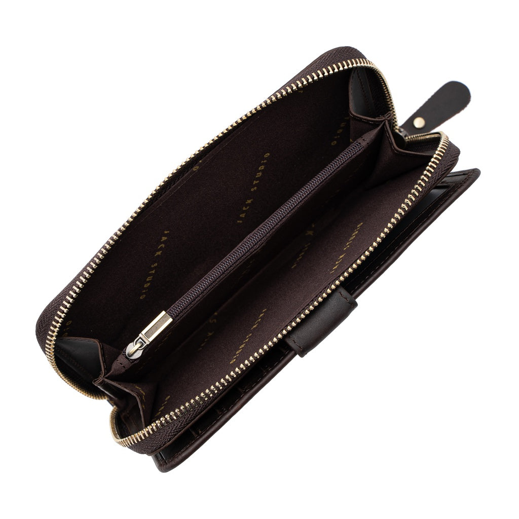 Jack Studio Top Grain Leather Snap Closure Zipper Long Wallet – JWC 20155