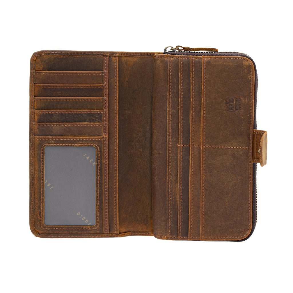 Jack Studio Top Grain Leather Snap Closure Zipper Long Wallet – JWC 20155