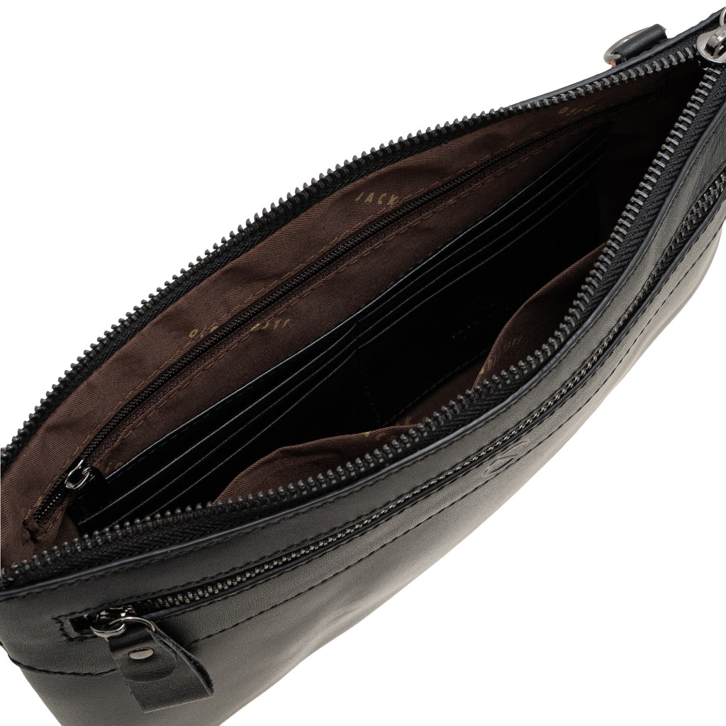 Jack Studio Top Grain Leather Slim Black Men’s Clutch Sling Crossbody Bag - BAI 40199 A - Jack Studio Marketing Sdn Bhd