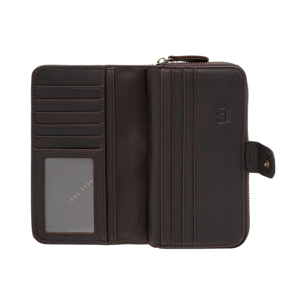 Jack Studio Top Grain Leather Snap Closure Zipper Long Wallet – JWC 20155