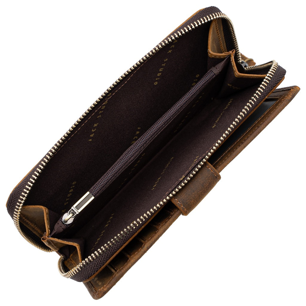 Jack Studio Top Grain Leather Snap Closure Zipper Long Wallet – JWC 20155