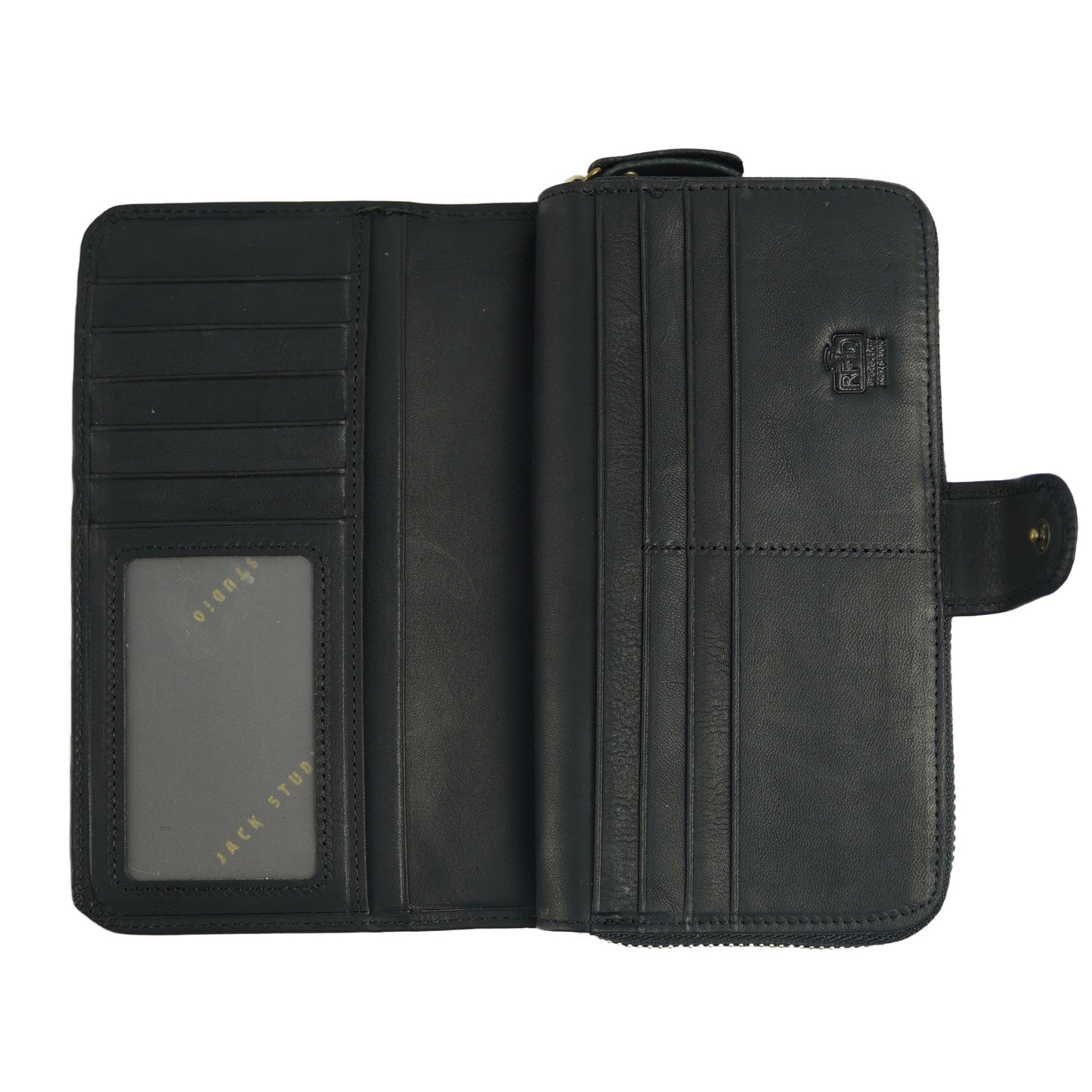 Jack Studio Top Grain Leather Snap Closure Zipper Long Wallet – JWC 20155