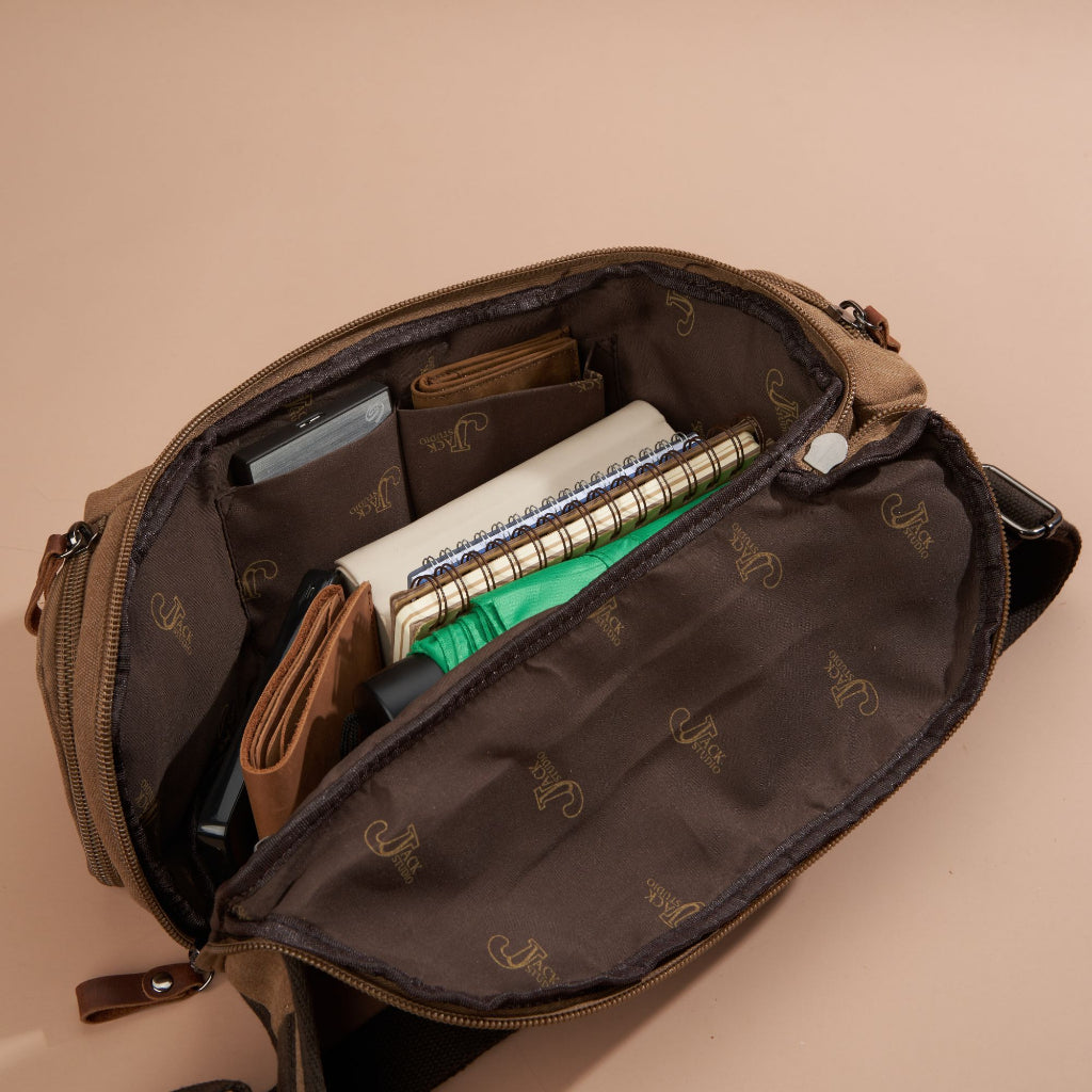 Jack Studio Canvas Leather Crossbody Sling Chest Bag - BAD 30517 - Jack Studio Marketing Sdn Bhd