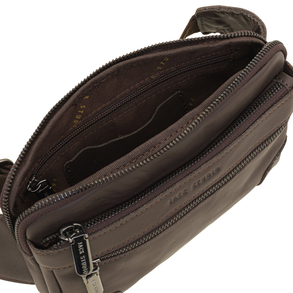 Jack Studio Genuine Cow Leather Slim Chest Crossbody Waist Bag for Men - BAI 30830
