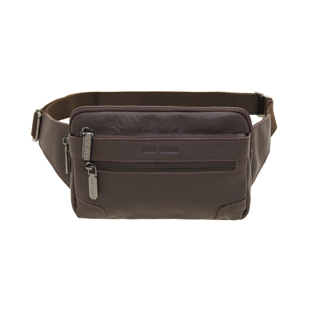 Jack Studio Genuine Cow Leather Slim Chest Crossbody Waist Bag for Men - BAI 30830