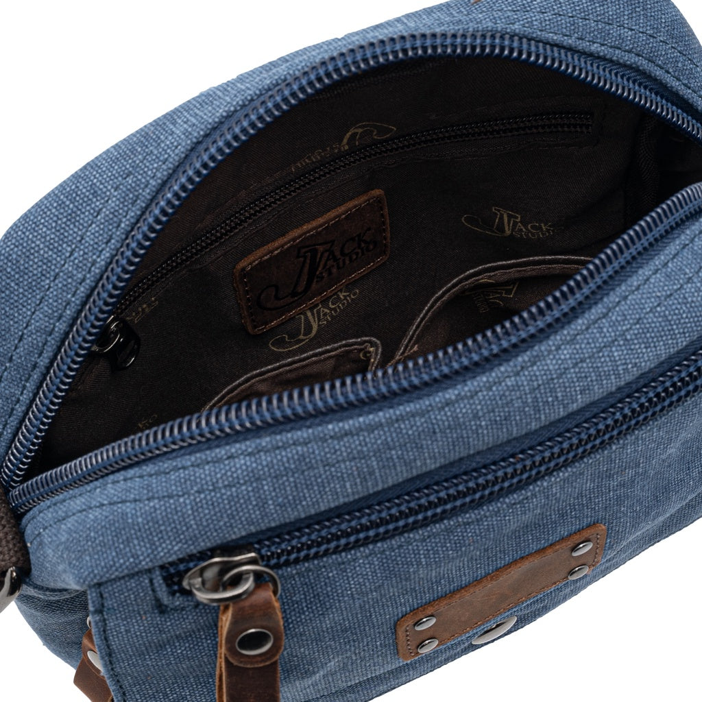 Jack Studio Canvas Leather Small Vertical Crossbody Sling Bag