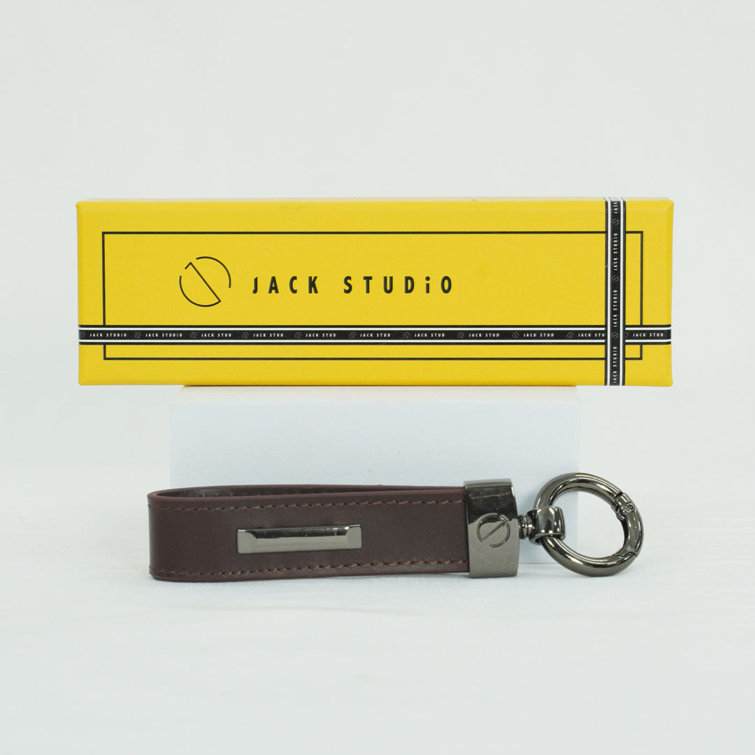 Jack Studio Genuine Cow Leather Men’s Keychain Name Engraving with Gift Box - JS Royal Set 4