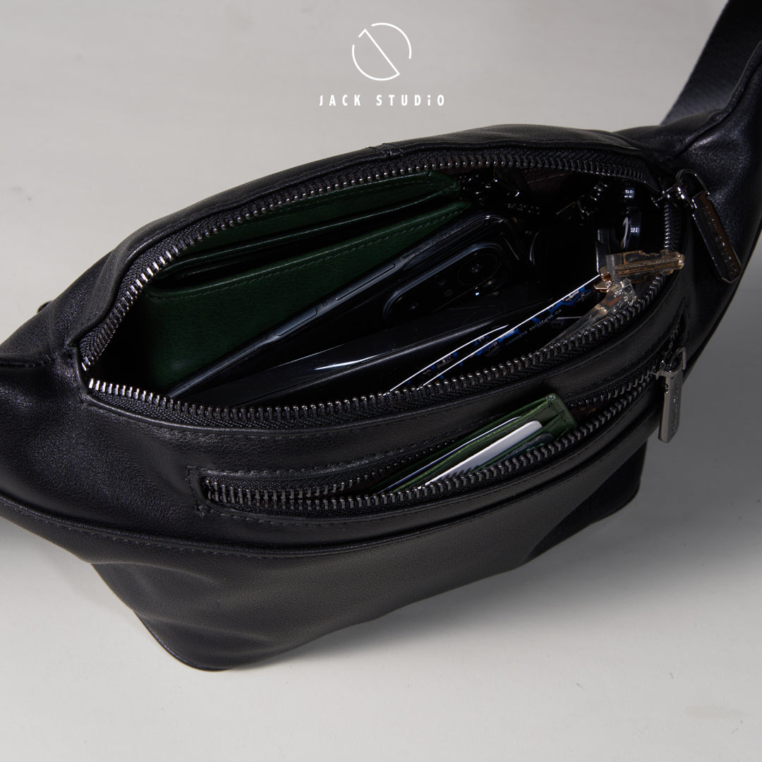 Jack Studio Full Grain Genuine Cow Leather Slim Trendy Waist Crossbody Bag Beg Lelaki - BAB 30810