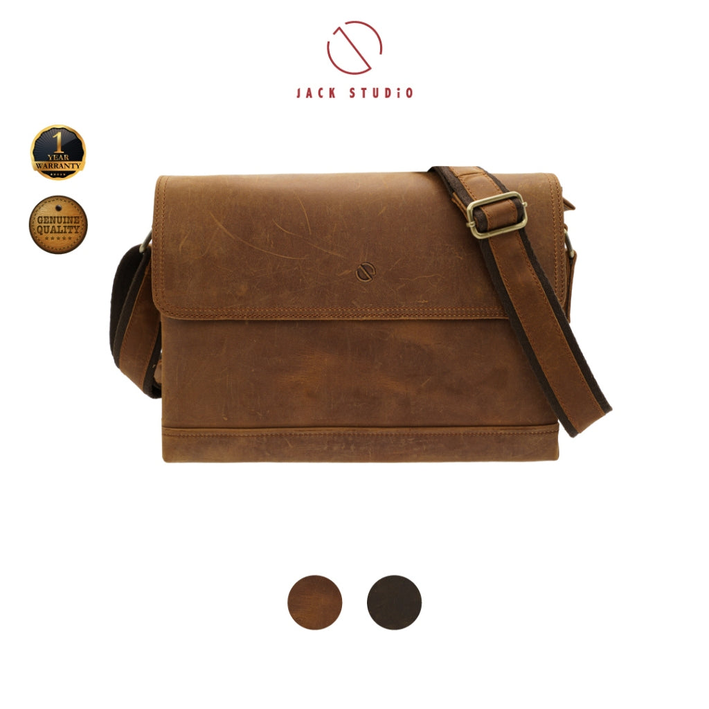 Jack Studio Full Grain Crazy Horse Leather Sling Crossbody Bag Beg Lelaki - BAC 30839