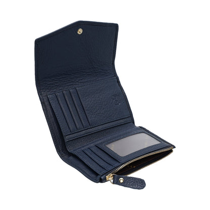 Jack Studio Full Grain Leather Trifold Medium Ladies Wallet Woman Purse with Zipper Coin Pocket - JWB 40553 LT