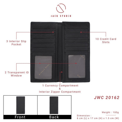 Jack Studio Men's Top Grain Leather Bi-Fold Long Wallet - 2 Patterns - JWC 20162 / JWC 20163