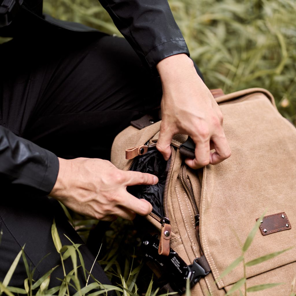 Jack Studio Free Engrave Name Canvas Leather  Backpack Bag Galas - BAD 30511 - Jack Studio Marketing Sdn Bhd