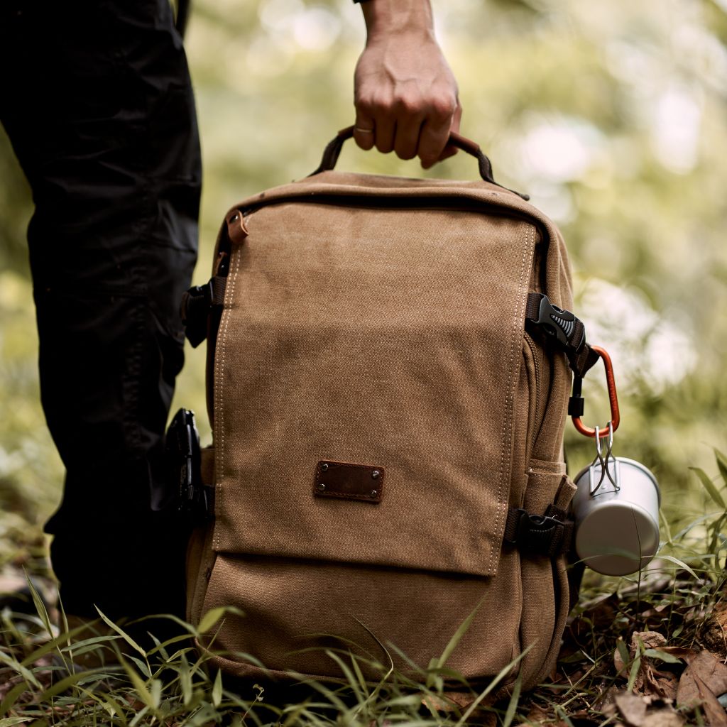Jack Studio Free Engrave Name Canvas Leather  Backpack Bag Galas - BAD 30511 - Jack Studio Marketing Sdn Bhd