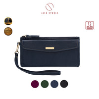 Leather Long Zipper Wallet  with Snap Button Pocket – LZ Collection thumbnail