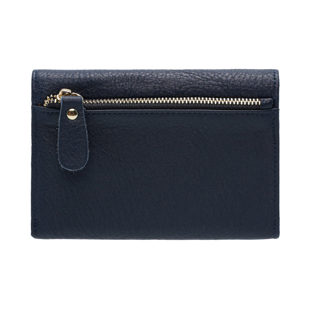 Jack Studio Full Grain Leather Trifold Medium Ladies Wallet Woman Purse with Zipper Coin Pocket - JWB 40553 LT