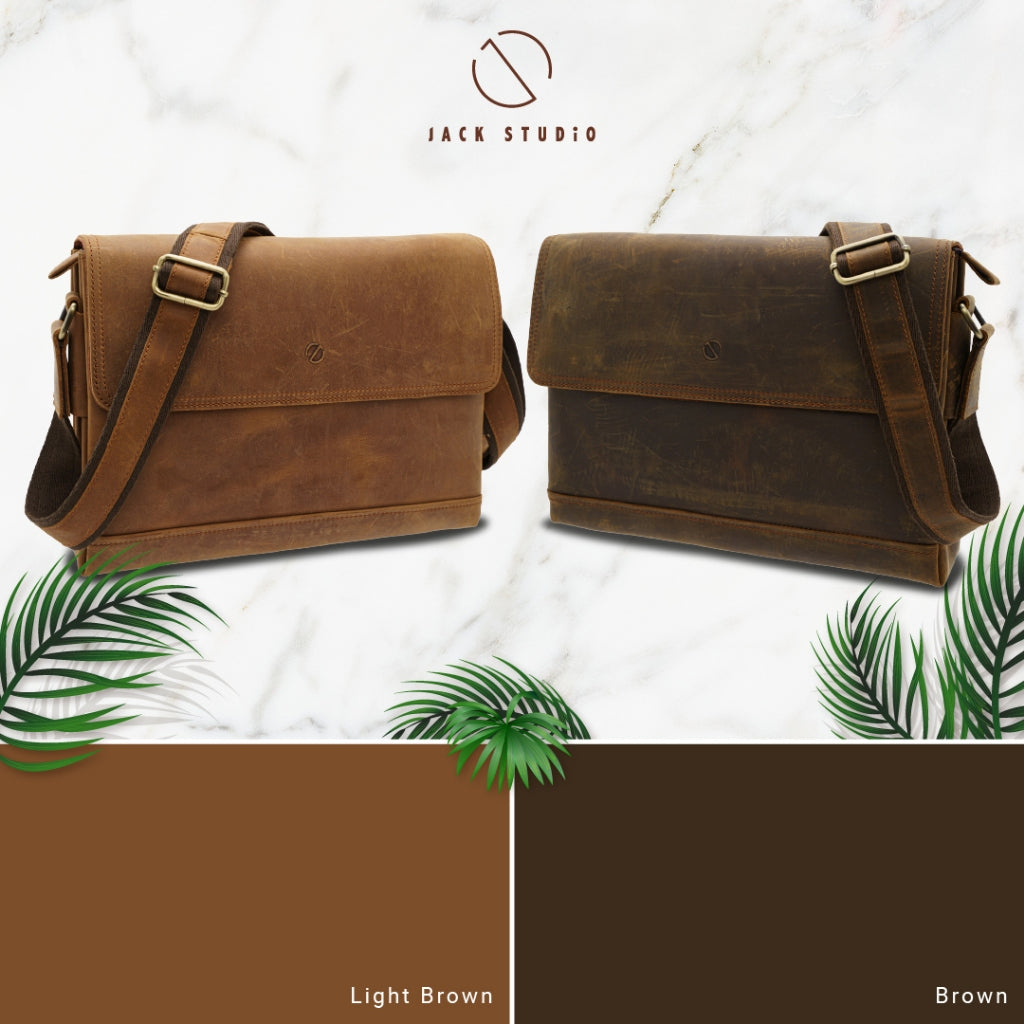 Jack Studio Full Grain Crazy Horse Leather Sling Crossbody Bag Beg Lelaki - BAC 30839