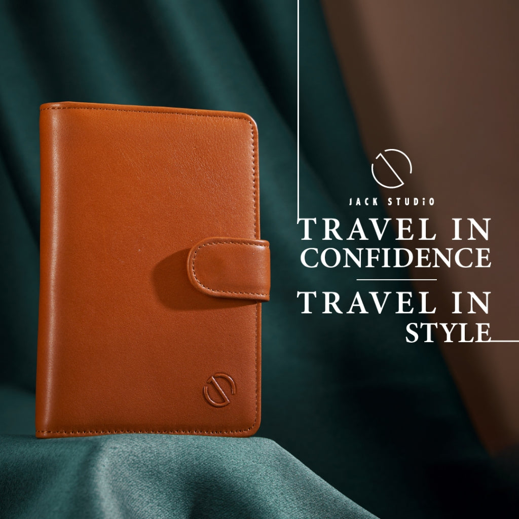 Jack Studio Vegetable Tanned Genuine Cow Leather Passport Cover with Card Slot - JWC 31055