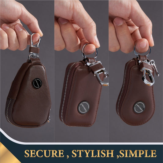 Jack Studio Genuine Cow Leather Car Key Holder Keychain - JK 40151/ 40152/ 40153