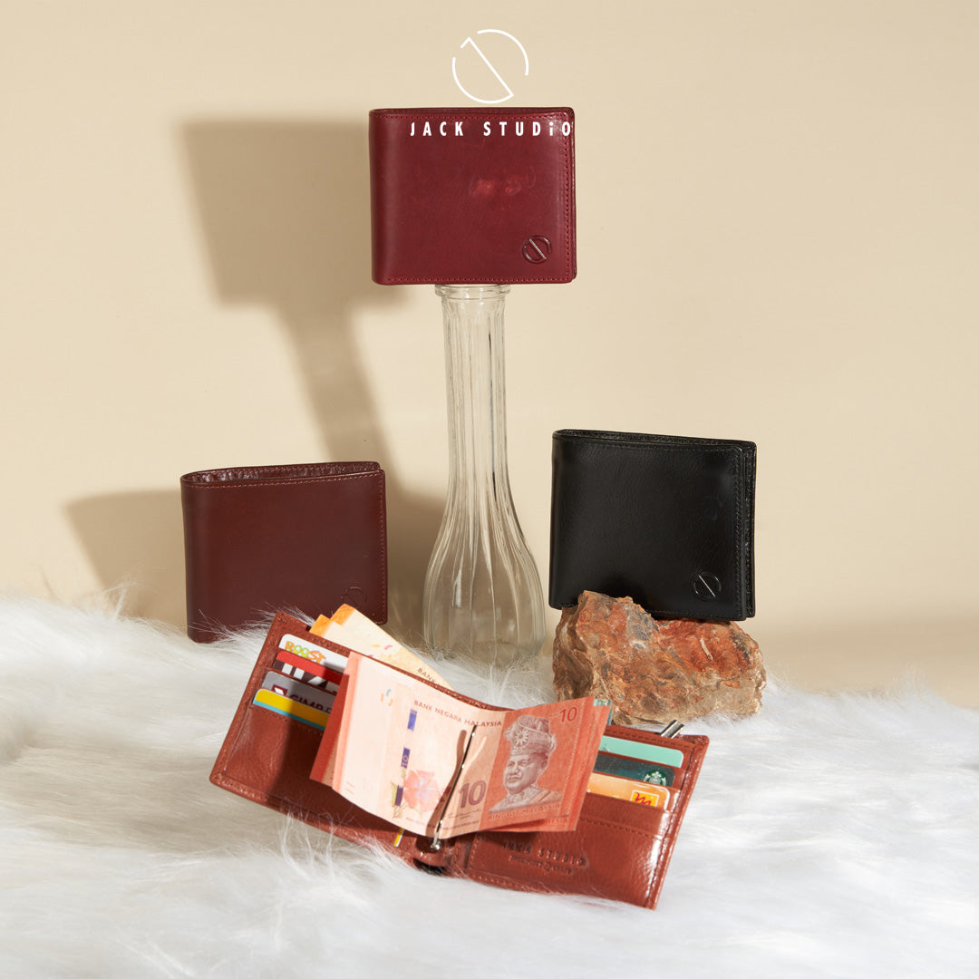 Jack Studio Vegetable Tanned Cow Leather Magnetic Closure Bifold Men’s Wallet with Money Clip - JWC 30861 - Jack Studio Marketing Sdn Bhd