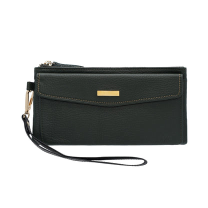 Jack Studio Full Grain Leather Ladies Women Long Zipper Wallet Purse with Snap Button Pocket - JWB 40552 LZ