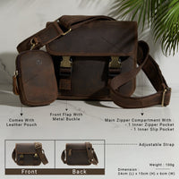 Jack Studio Full Grain Crazy Horse Leather Casual Sling Crossbody Bag With Leather Pouch - BAC 30836 thumbnail