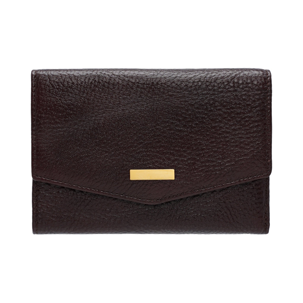 Jack Studio Full Grain Leather Trifold Medium Ladies Wallet Woman Purse with Zipper Coin Pocket - JWB 40553 LT