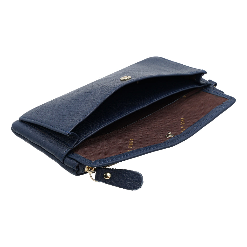 Jack Studio Full Grain Leather Ladies Women Long Zipper Wallet Purse with Snap Button Pocket - JWB 40552 LZ