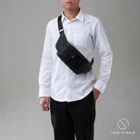 Jack Studio Full Grain Genuine Cow Leather Medium Waist Crossbody Bag with snap pocket Beg Lelaki - BAB 30811 thumbnail