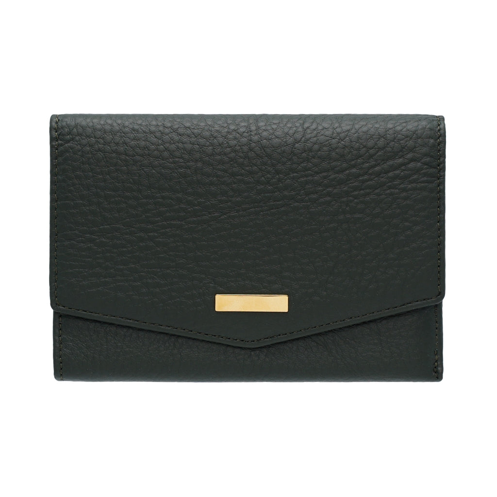 Jack Studio Full Grain Leather Trifold Medium Ladies Wallet Woman Purse with Zipper Coin Pocket - JWB 40553 LT