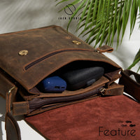 Jack Studio Full Grain Crazy Horse Leather Casual Sling Crossbody Bag With Leather Pouch - BAC 30836 thumbnail