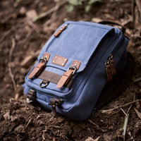 Jack Studio Free Engrave Name Canvas Leather Shoulder Sling Chest Canvas Bag Backpack-BAD 20517 thumbnail