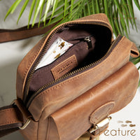 Jack Studio Full Grain Crazy Horse Leather Sling Bag Crossbody Bag Beg Lelaki - BAC 30835 thumbnail