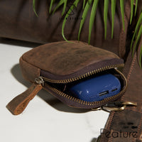Jack Studio Full Grain Crazy Horse Leather Casual Sling Crossbody Bag With Leather Pouch - BAC 30836 thumbnail