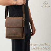 Jack Studio Full Grain Crazy Horse Leather Casual Sling Crossbody Bag For Men - BAC 30838 thumbnail