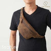 Jack Studio Full Grain Crazy Horse Leather Crossbody Chest Waist Bag - BAC 30834 thumbnail