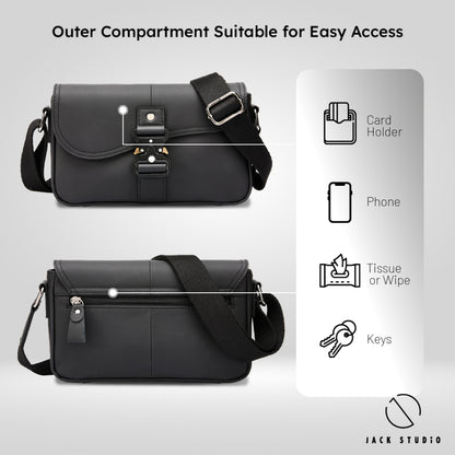 Jack Studio Beg Silang Harian Lelaki Kulit Asli Versatile Everyday Sling Crossbody Cow Leather Men’s Bag - BAI 50520 S
